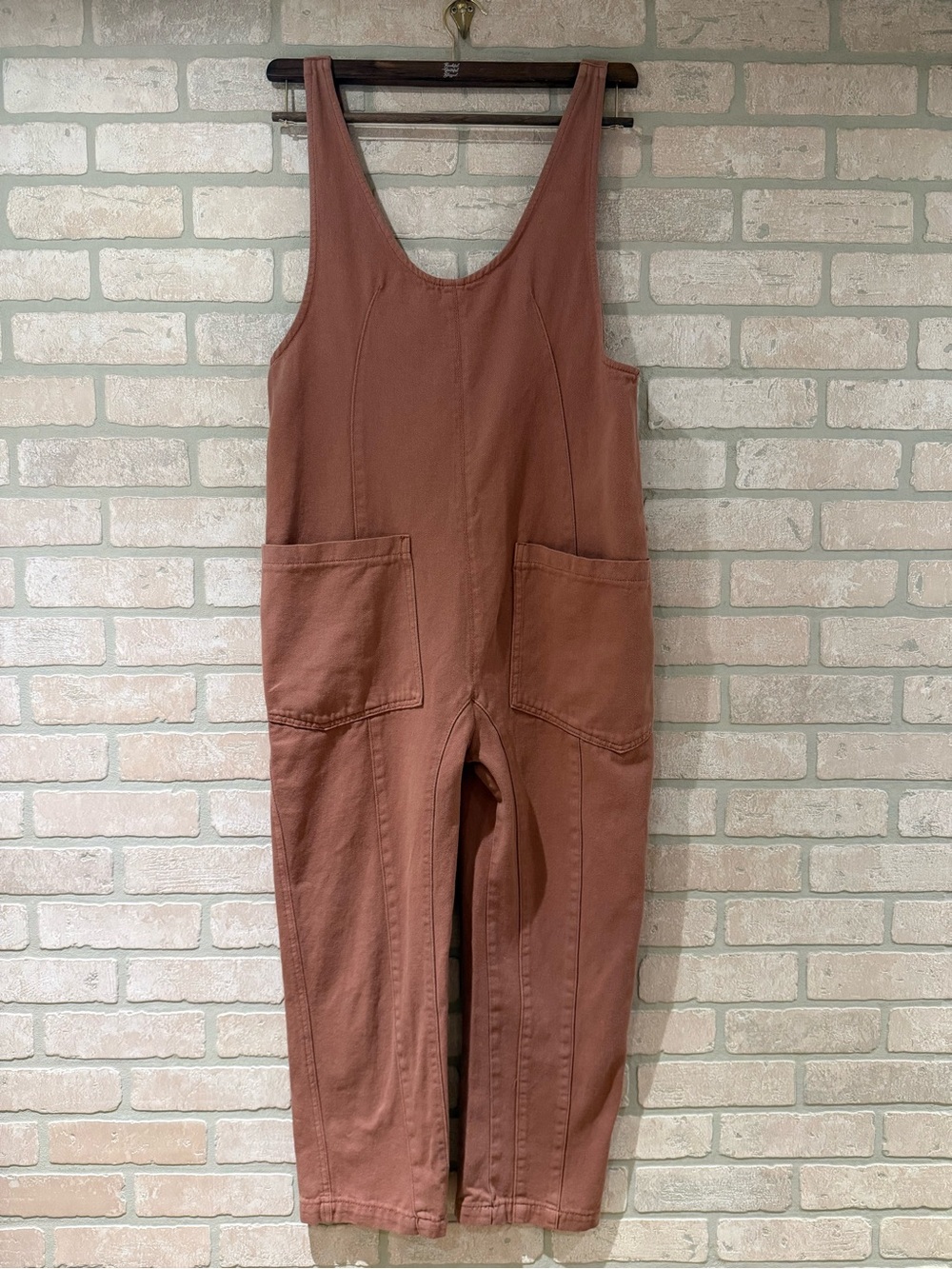 Wishlist Cotton Denim Boho Overalls Jumpsuit Slouchy Terracotta Mauve Rust Small